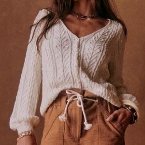 Sézane reversible white cotton cardigan